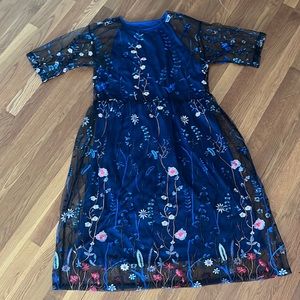 Navy Embroidered Dress